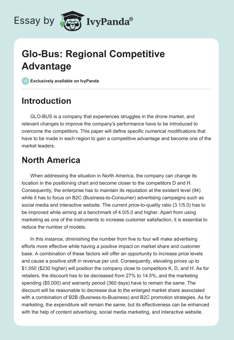 Glo-Bus: Regional Competitive Advantage. Page 1