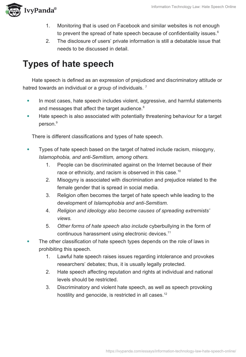 Information Technology Law: Hate Speech Online. Page 2
