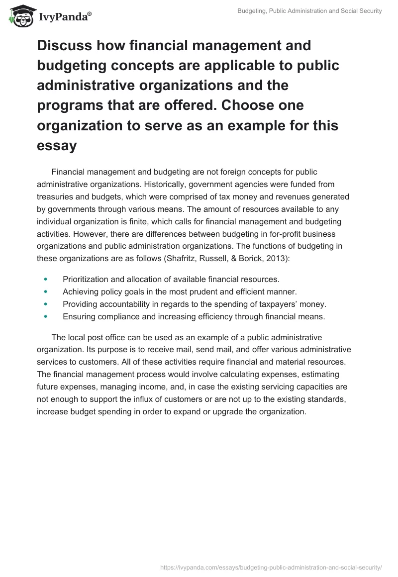 Budgeting, Public Administration and Social Security. Page 2