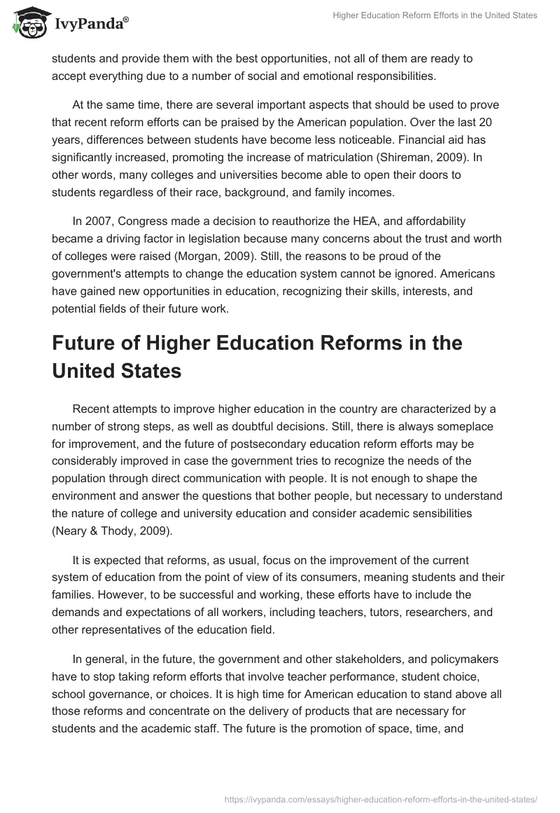 Higher Education Reform Efforts in the United States. Page 3