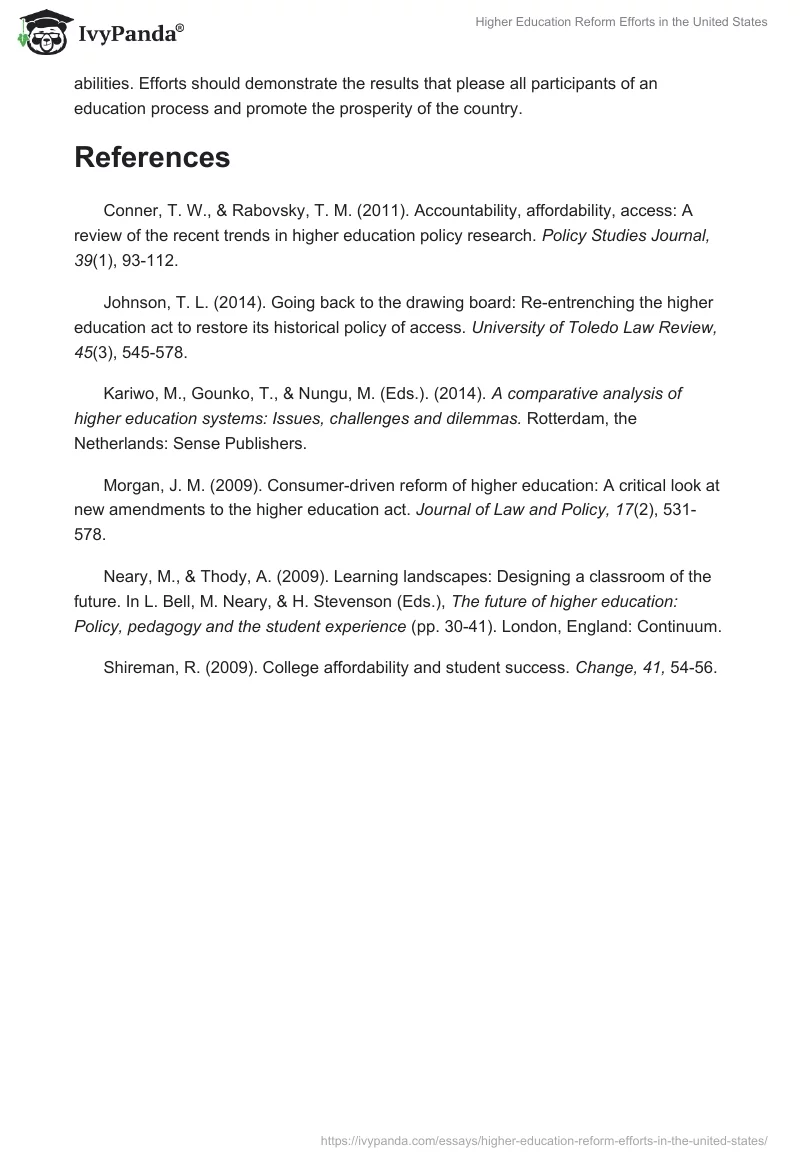Higher Education Reform Efforts in the United States. Page 4