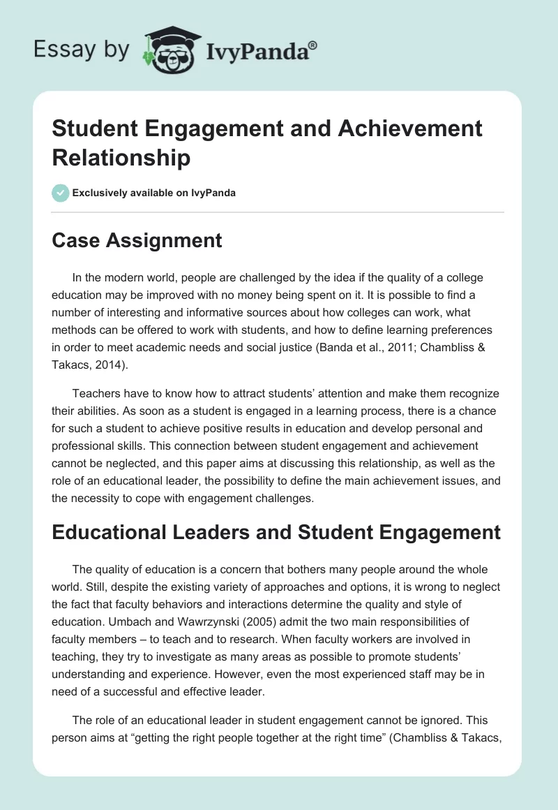 Student Engagement and Achievement Relationship. Page 1