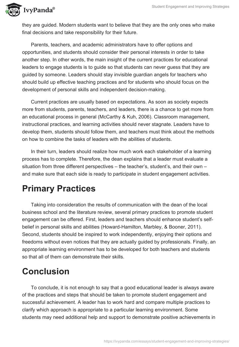 Student Engagement and Improving Strategies. Page 3