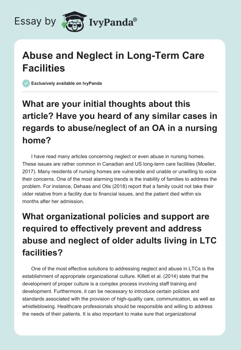 Abuse and Neglect in Long-Term Care Facilities. Page 1