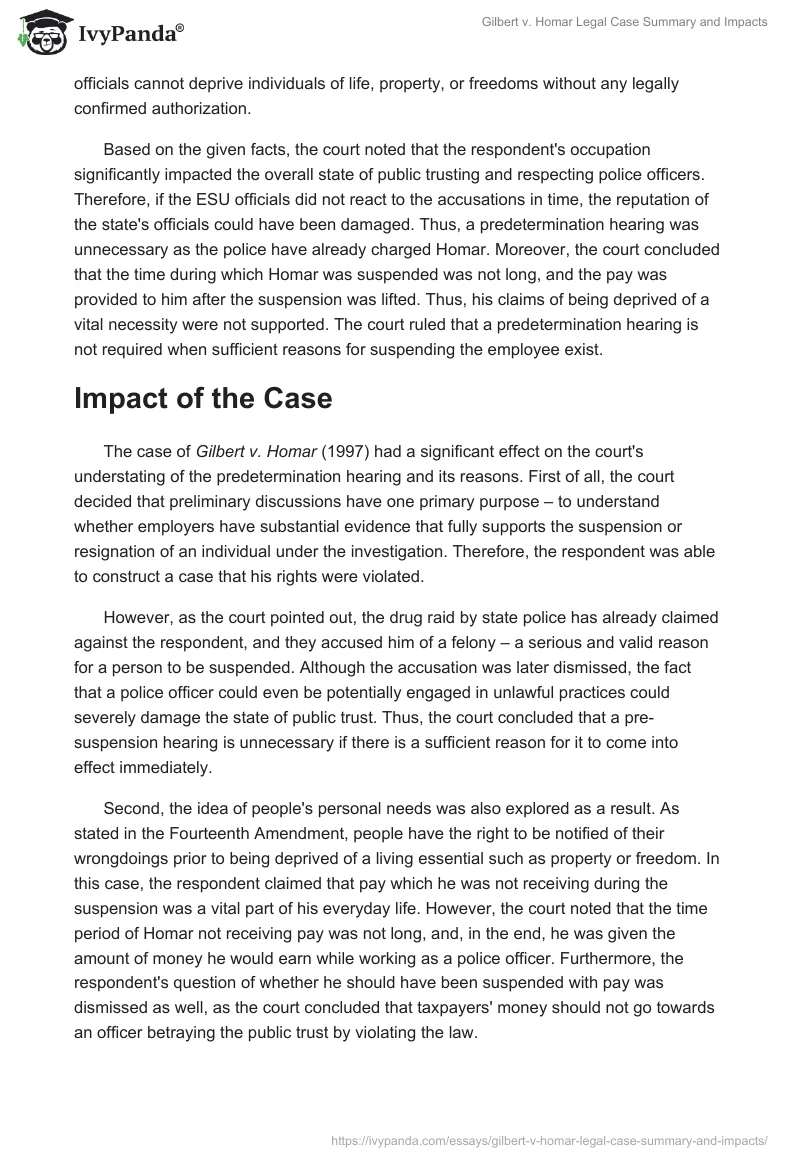 Gilbert v. Homar Legal Case Summary and Impacts. Page 2