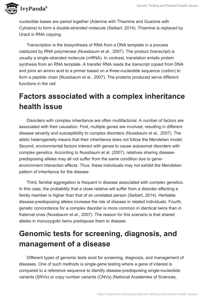 Genetic Testing and Related Health Issues. Page 2