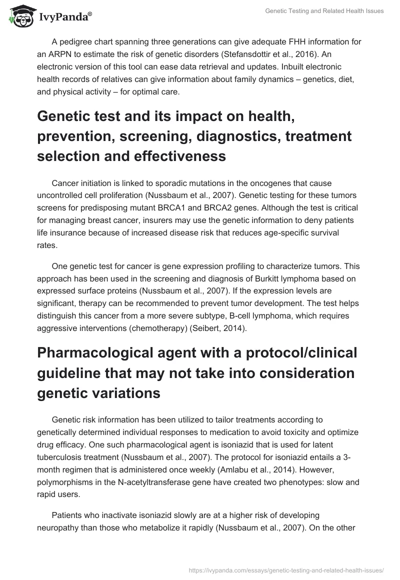 Genetic Testing and Related Health Issues. Page 4