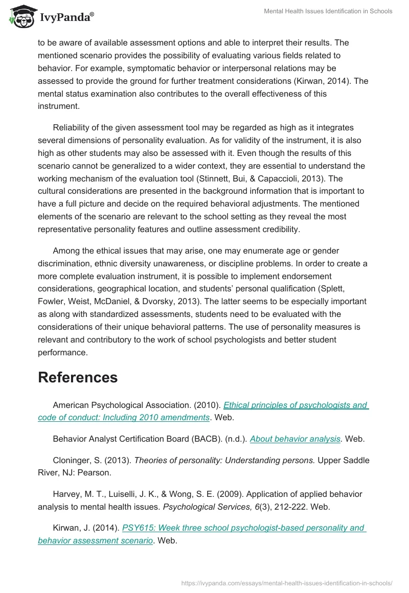 Mental Health Issues Identification in Schools. Page 2