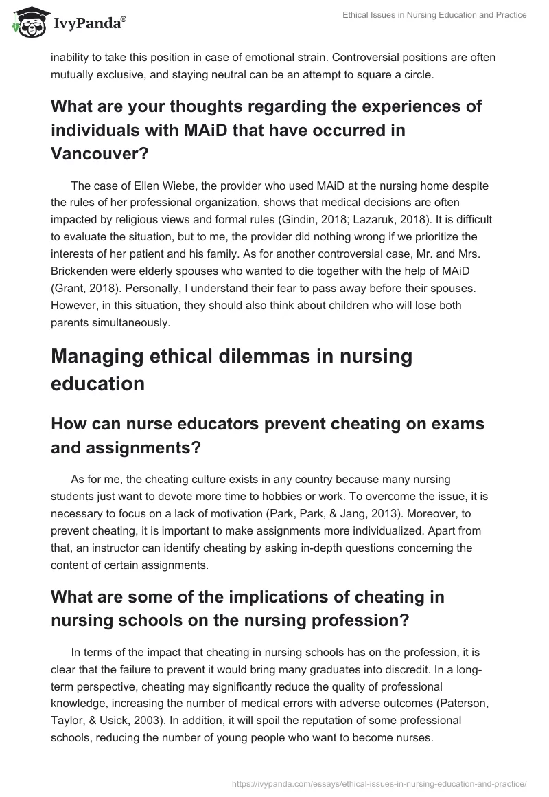Ethical Issues in Nursing Education and Practice. Page 2