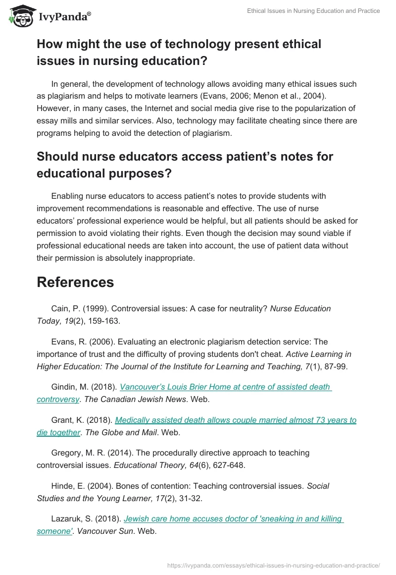 Ethical Issues in Nursing Education and Practice. Page 3