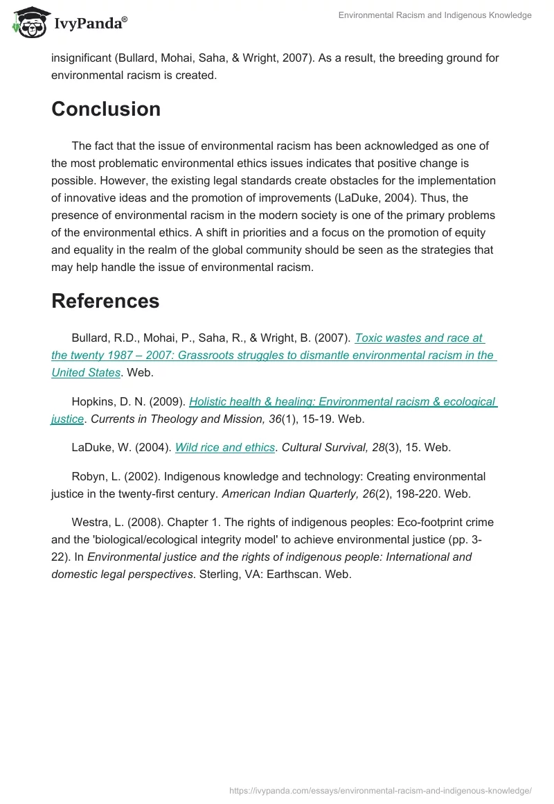 Environmental Racism and Indigenous Knowledge. Page 2