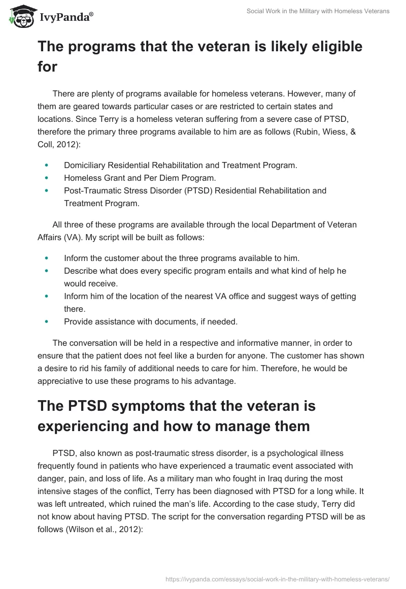 Social Work in the Military With Homeless Veterans. Page 3