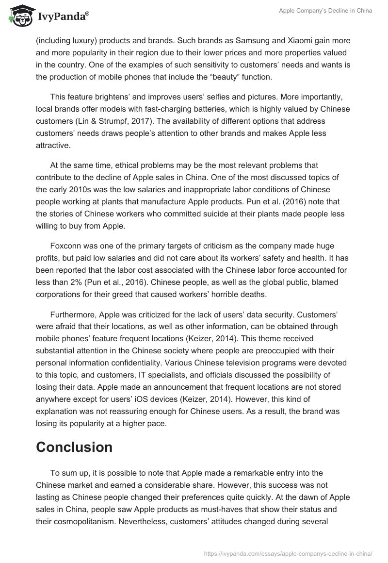 Apple Company’s Decline in China. Page 2