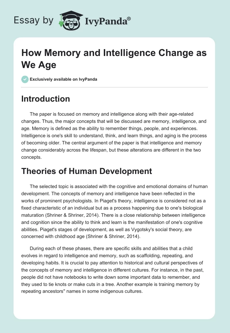 How Memory and Intelligence Change as We Age. Page 1