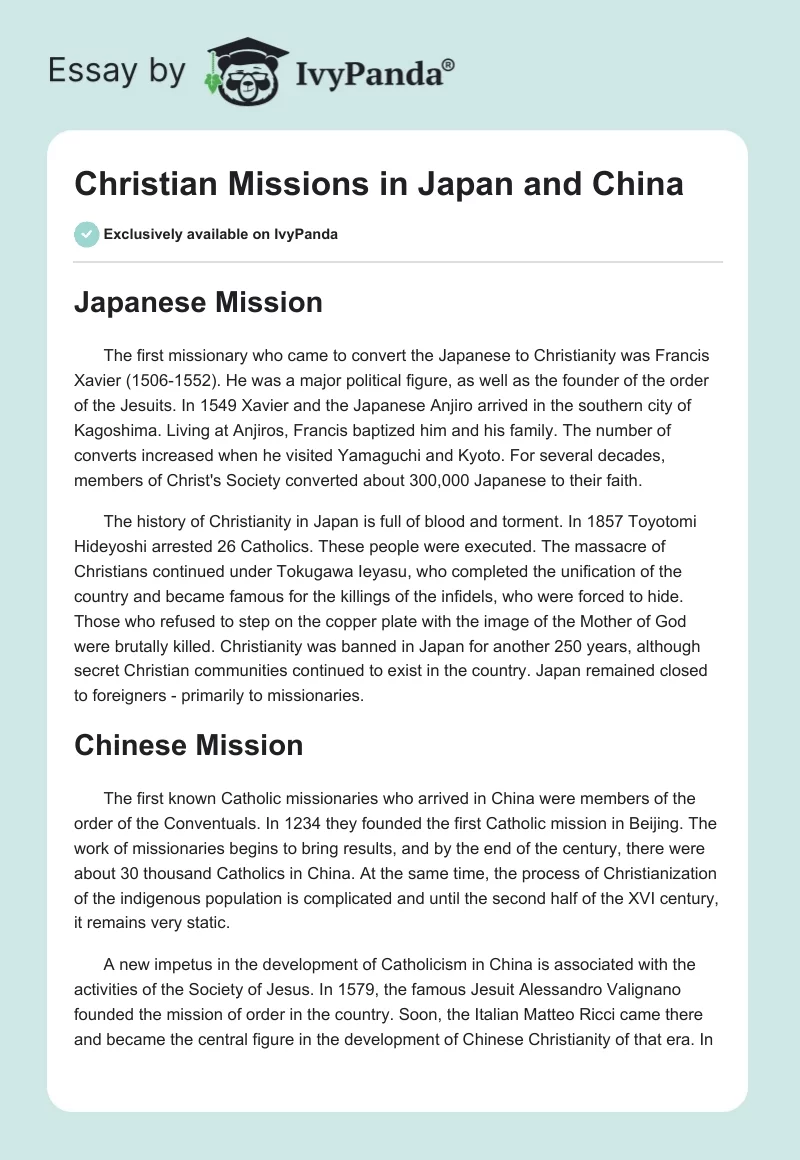 Christian Missions in Japan and China. Page 1