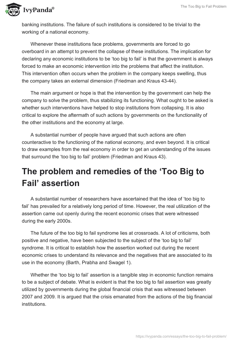 The Too Big to Fail Problem. Page 2