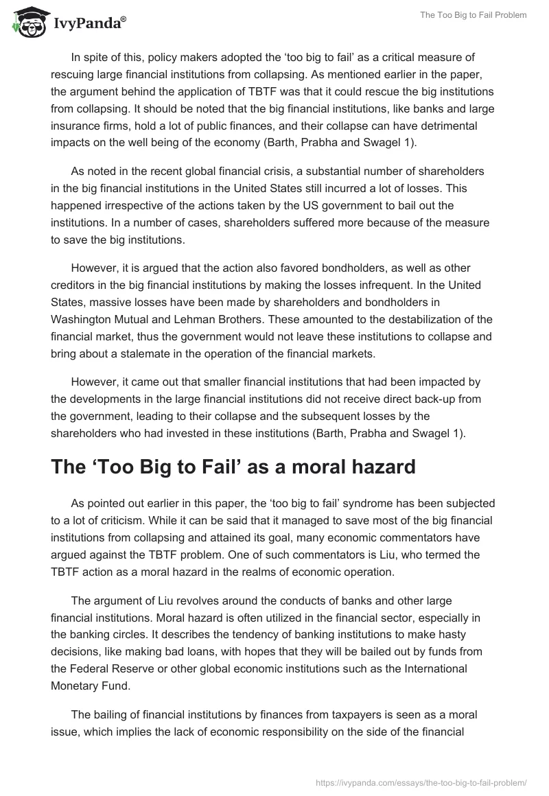 The Too Big to Fail Problem. Page 3