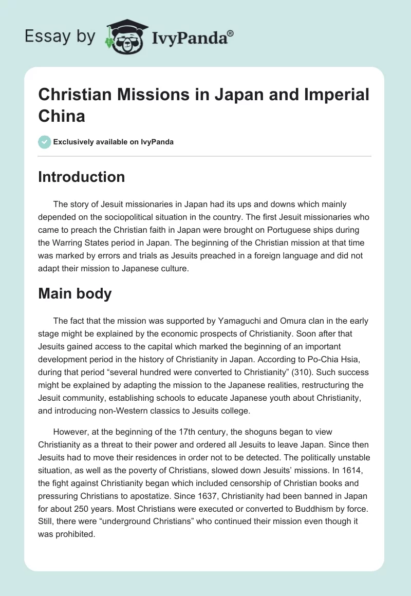 Christian Missions in Japan and Imperial China. Page 1