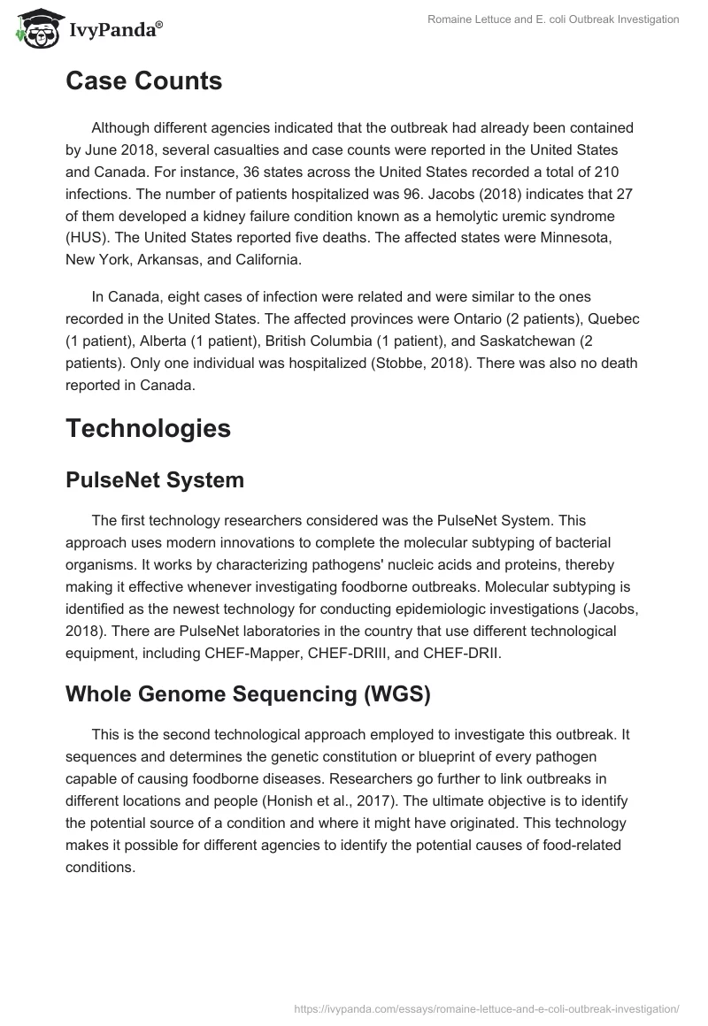 Romaine Lettuce and E. coli Outbreak Investigation. Page 2