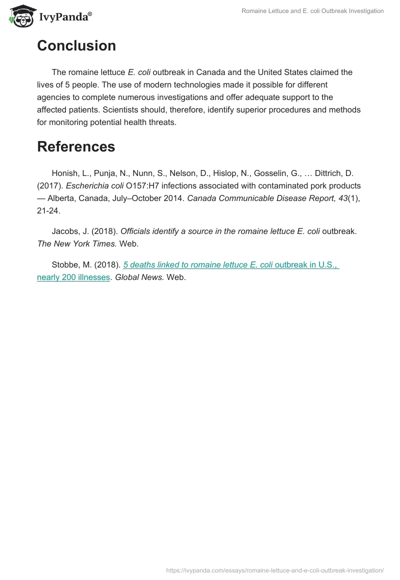 Romaine Lettuce and E. coli Outbreak Investigation. Page 3