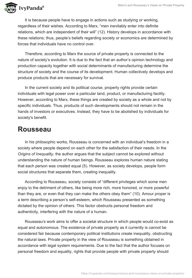 Marx's and Rousseau’s Views on Private Property. Page 2