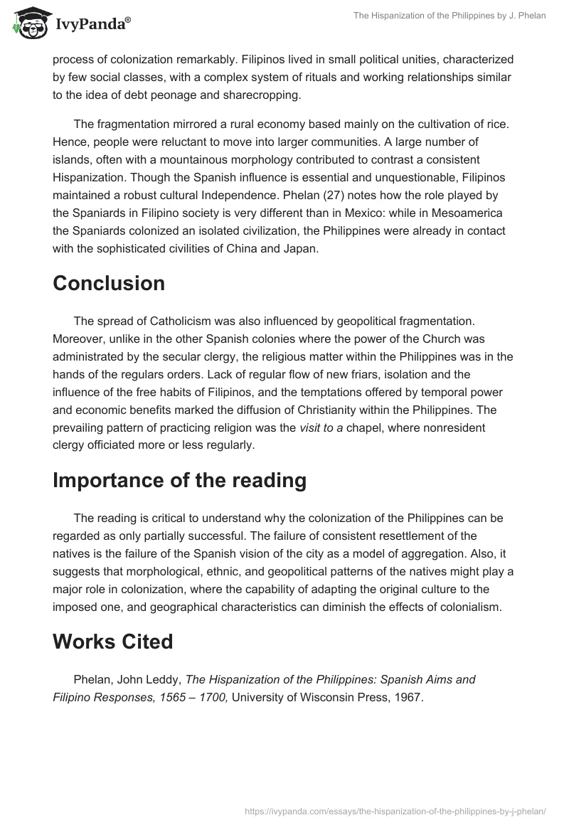 "The Hispanization of the Philippines" by J. Phelan. Page 2