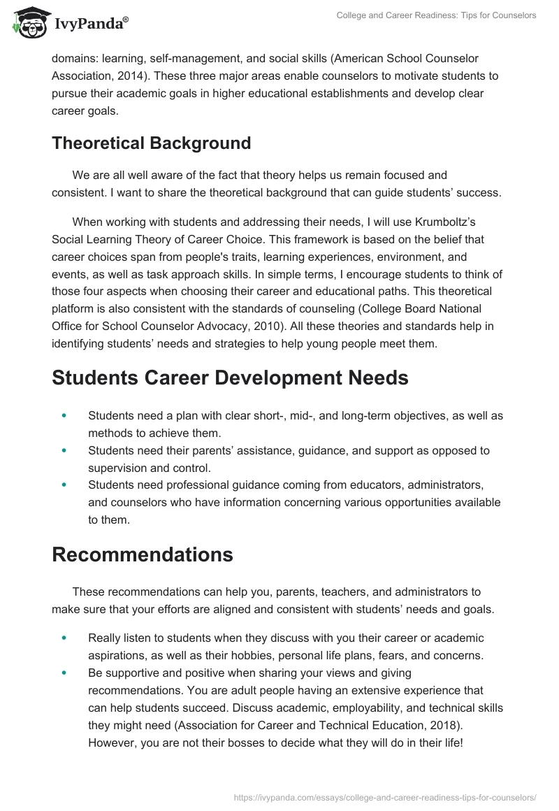 College and Career Readiness: Tips for Counselors. Page 2