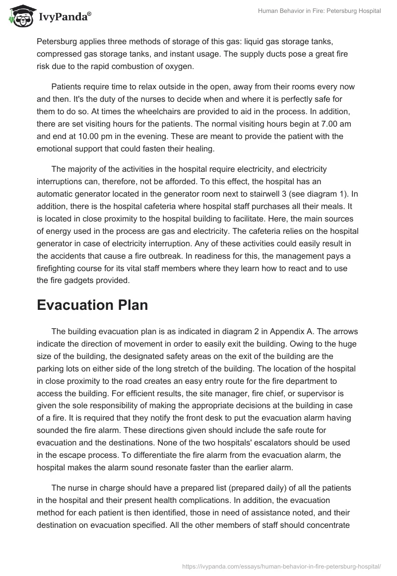 Human Behavior in Fire: Petersburg Hospital. Page 2