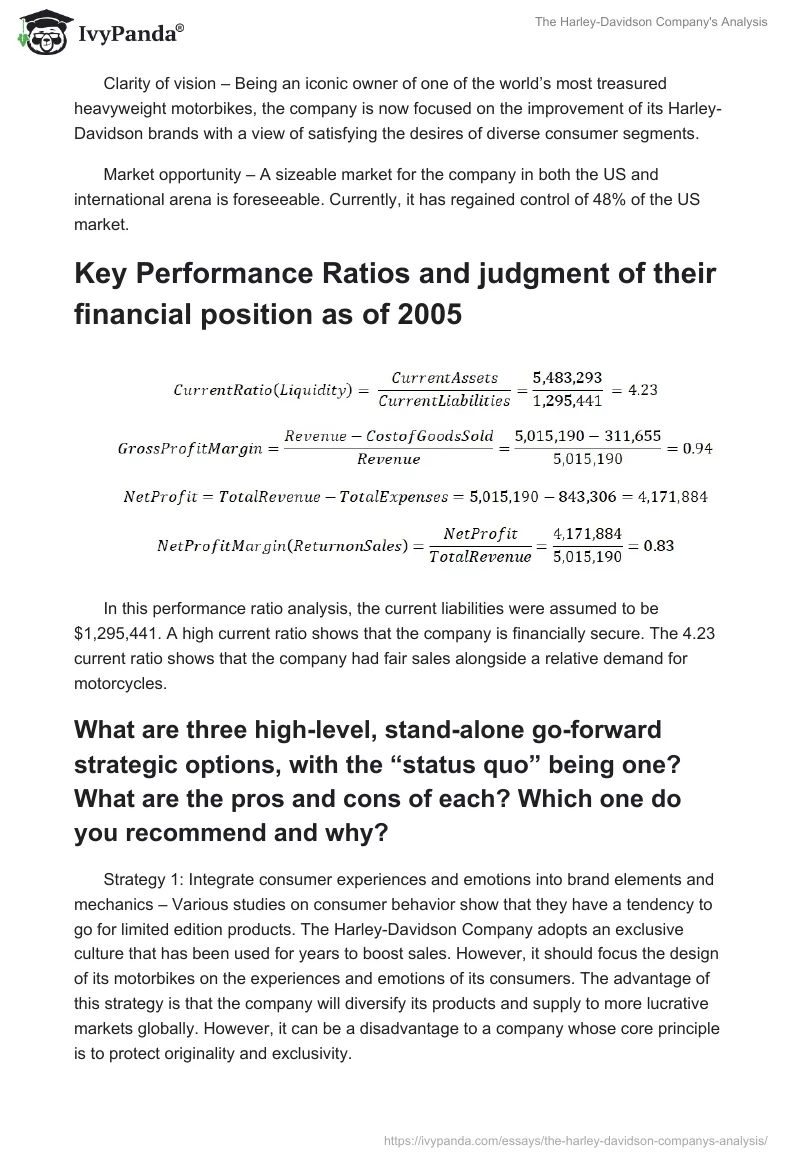 The Harley-Davidson Company's Analysis. Page 4
