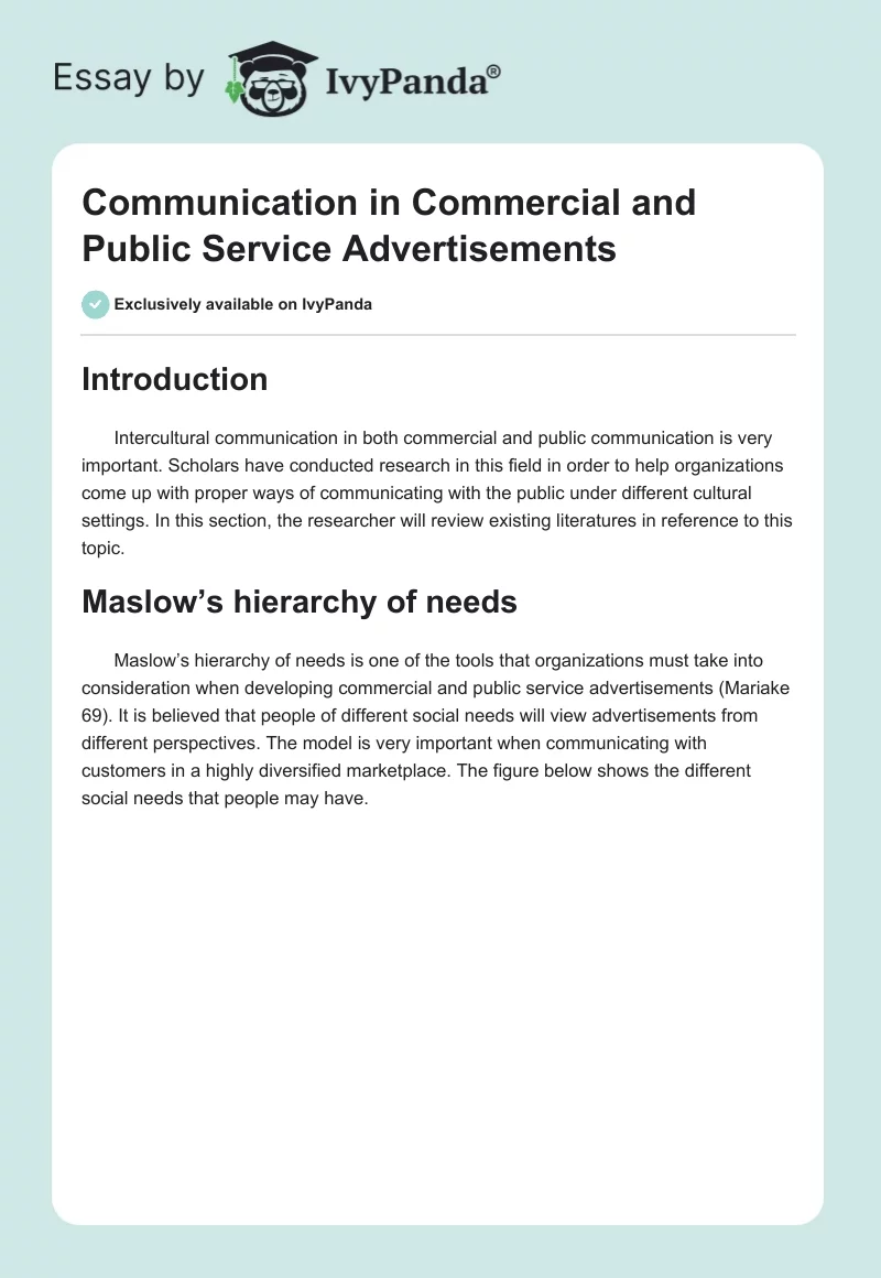 Communication in Commercial and Public Service Advertisements. Page 1