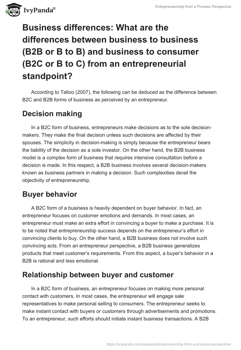 Entrepreneurship from a Process Perspective. Page 2