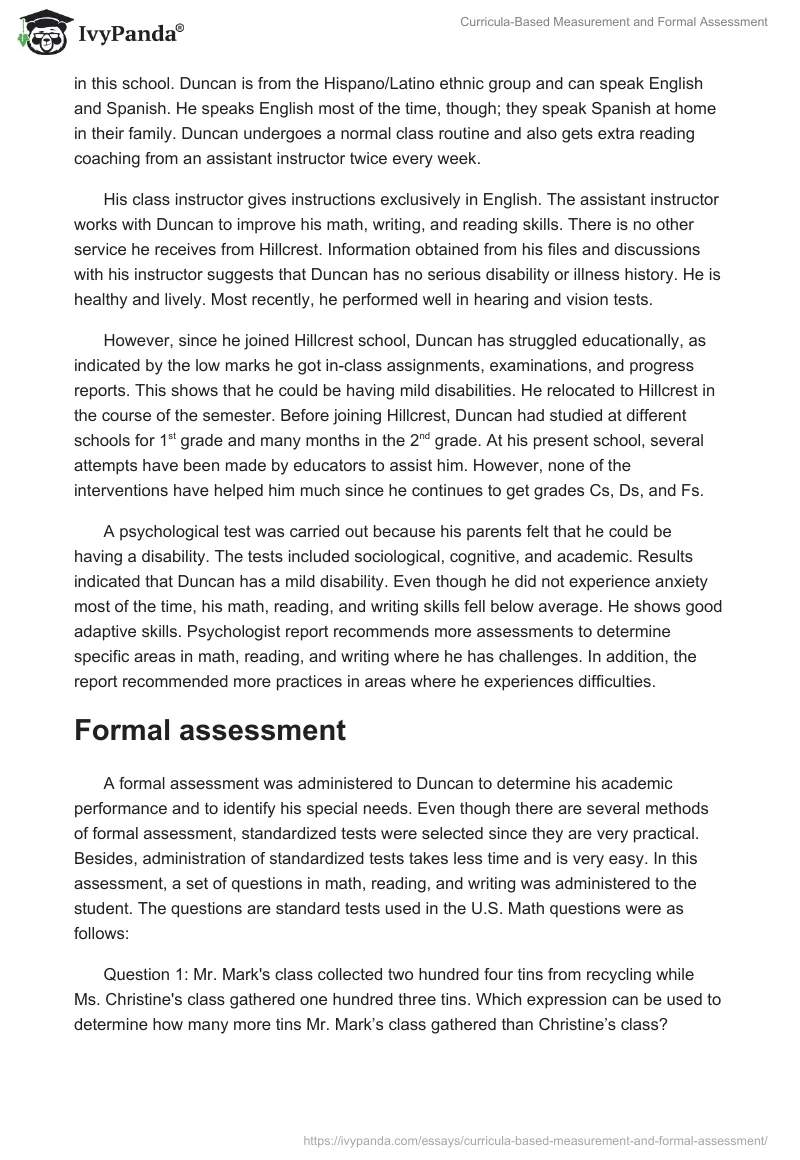 Curricula-Based Measurement and Formal Assessment. Page 2