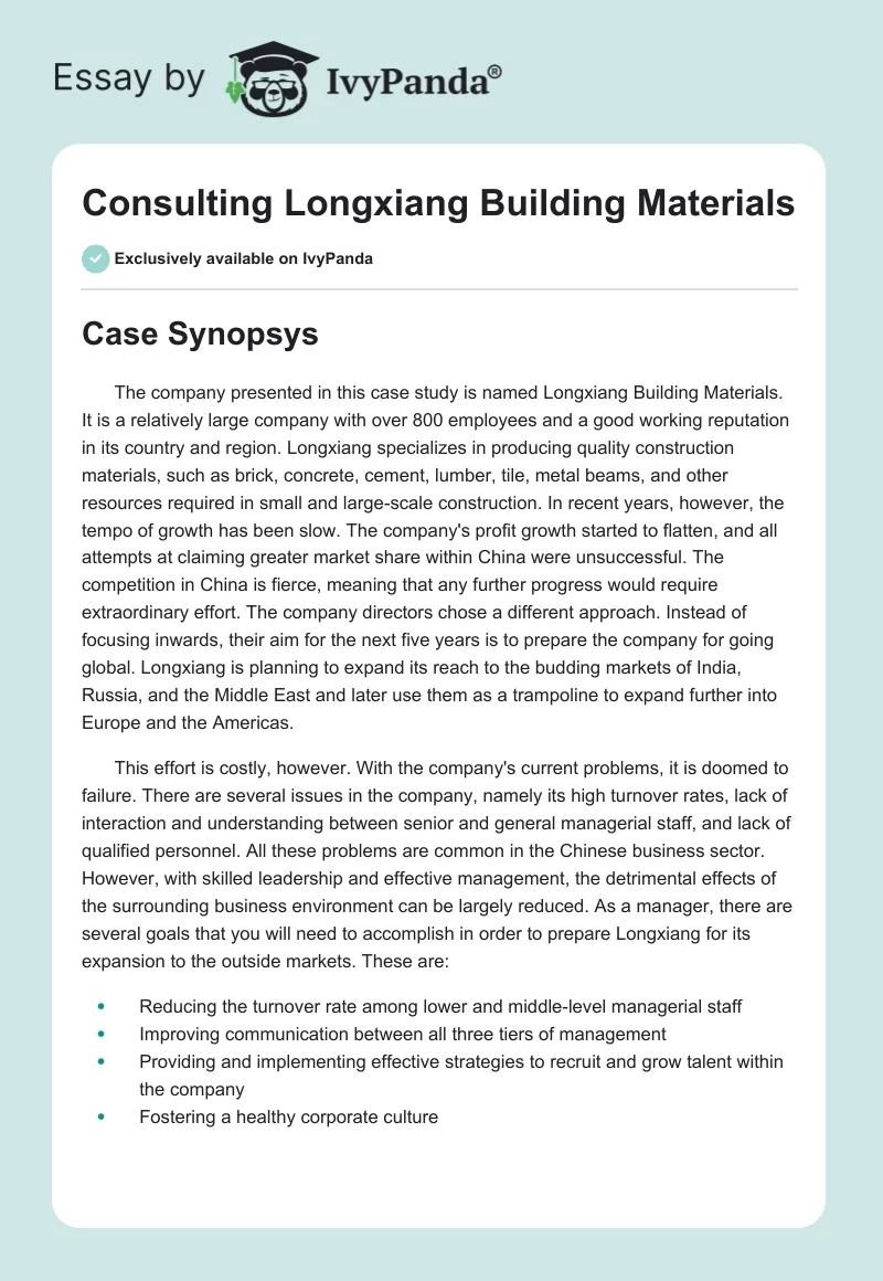 Consulting Longxiang Building Materials. Page 1
