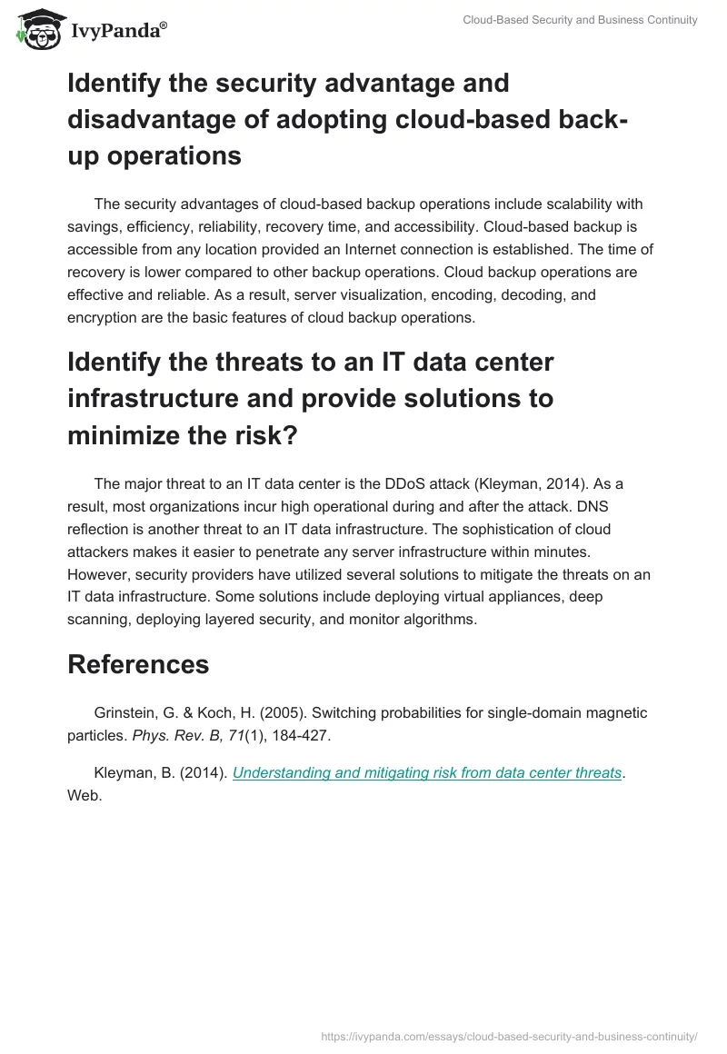 Cloud-Based Security and Business Continuity. Page 3