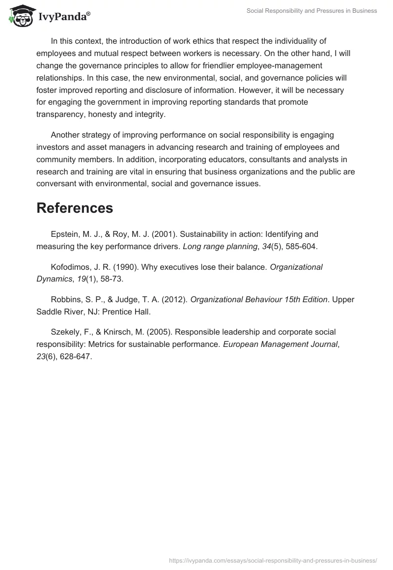 Social Responsibility and Pressures in Business. Page 4