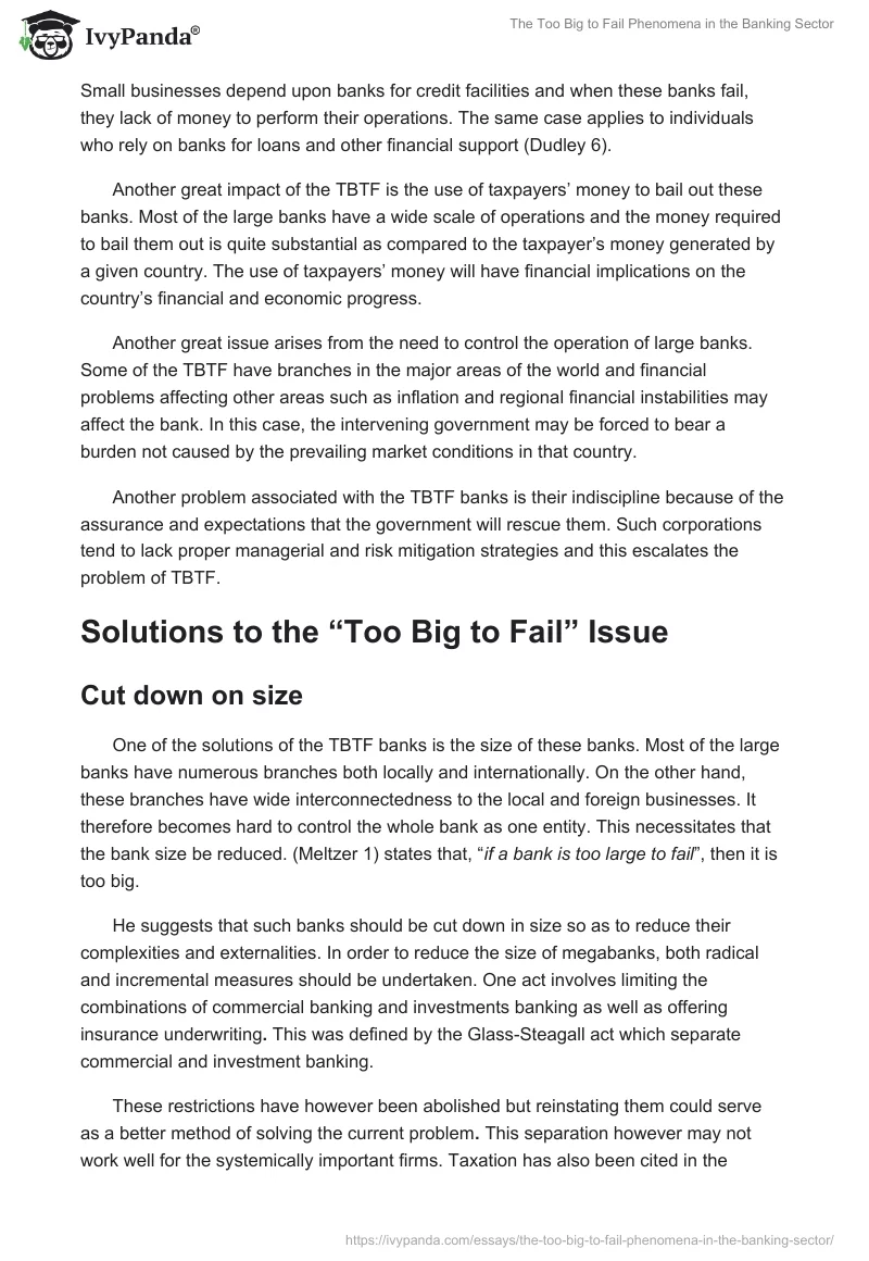 The Too Big to Fail Phenomena in the Banking Sector. Page 3