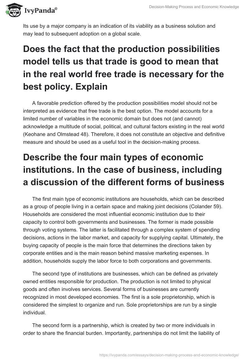 Decision-Making Process and Economic Knowledge. Page 3