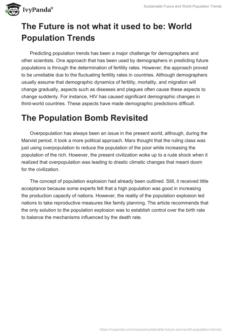 Sustainable Future and World Population Trends. Page 2