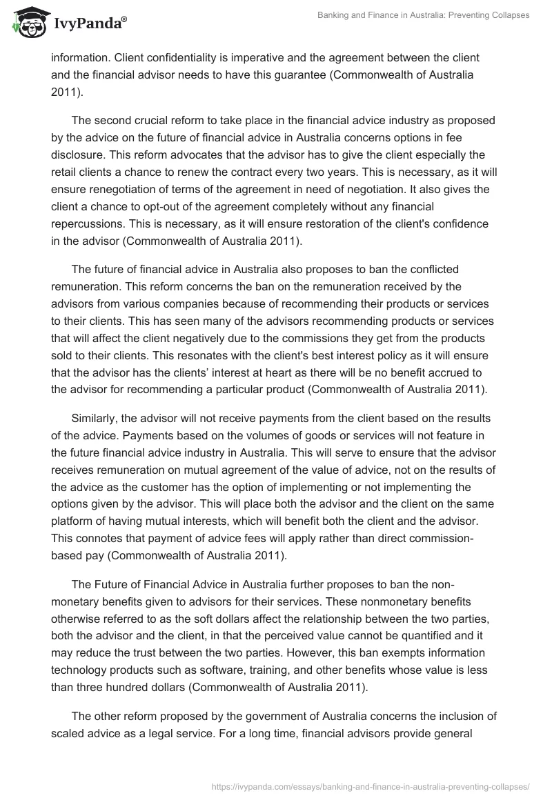 Banking and Finance in Australia: Preventing Collapses. Page 2