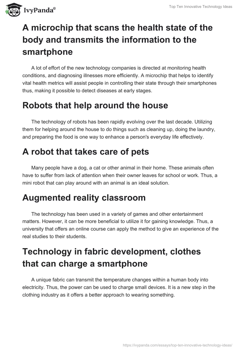 Top Ten Innovative Technology Ideas. Page 2