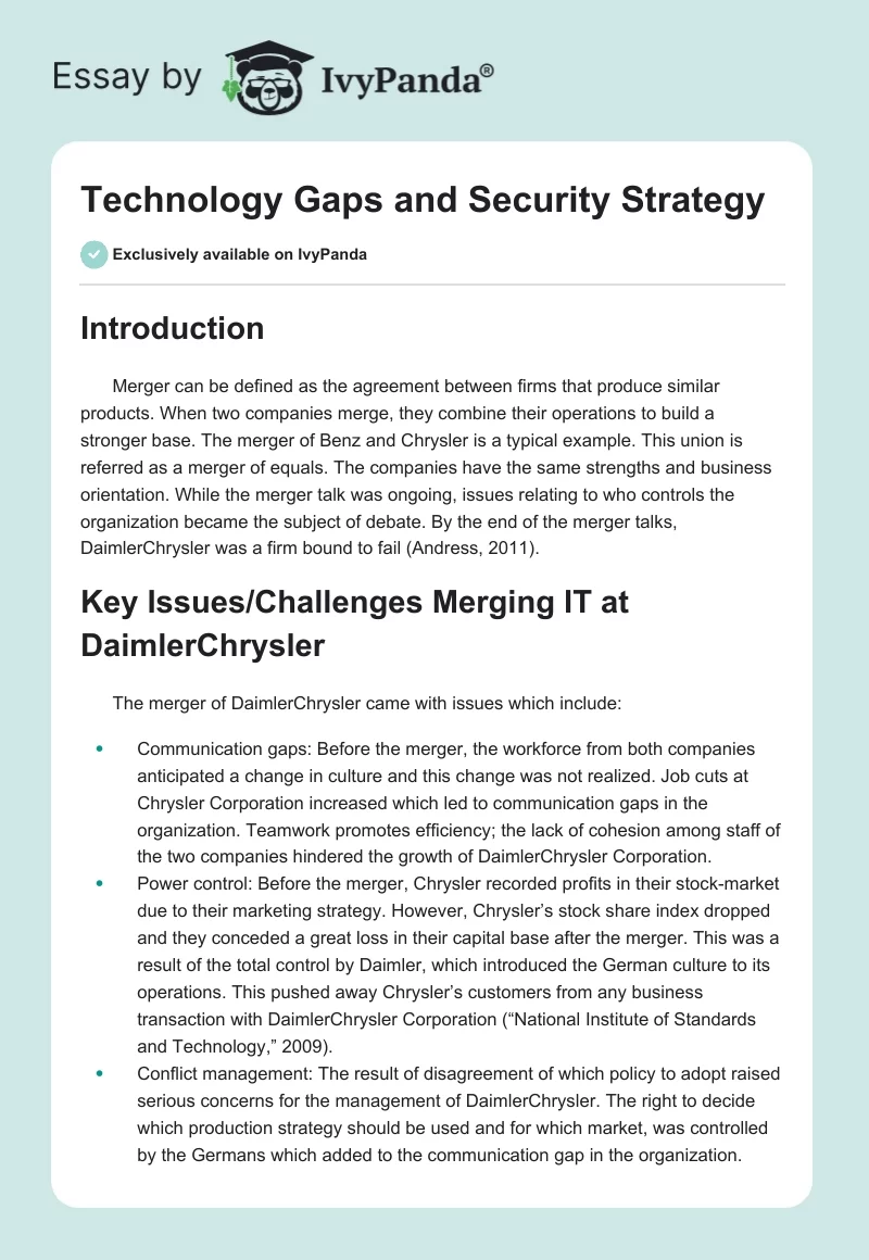 Technology Gaps and Security Strategy. Page 1