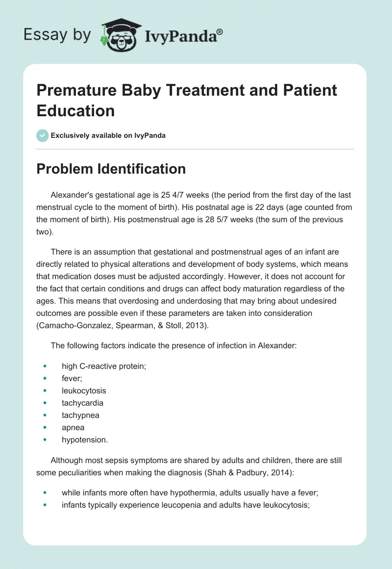 Premature Baby Treatment and Patient Education. Page 1
