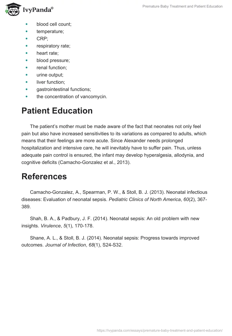 Premature Baby Treatment and Patient Education. Page 4