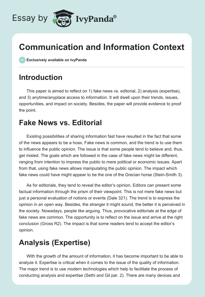 Communication and Information Context. Page 1