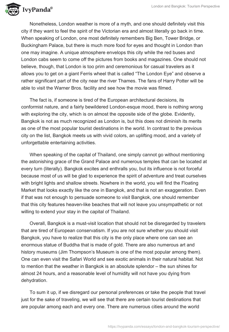 London and Bangkok: Tourism Perspective. Page 2
