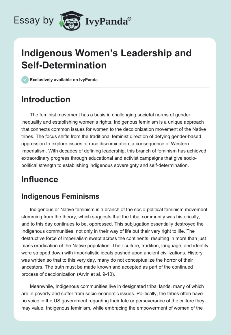Indigenous Women’s Leadership and Self-Determination. Page 1