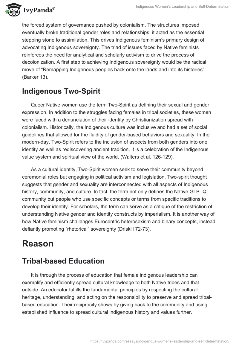 Indigenous Women’s Leadership and Self-Determination. Page 3