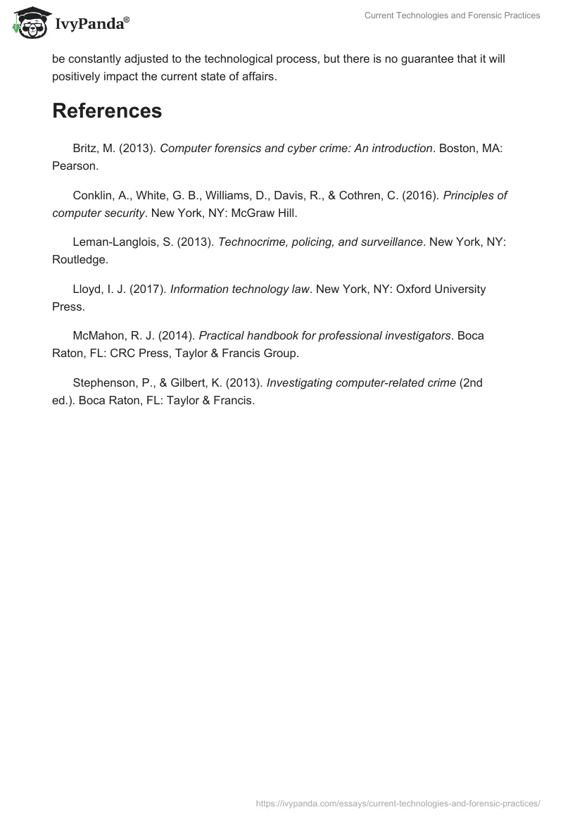 Current Technologies and Forensic Practices. Page 3