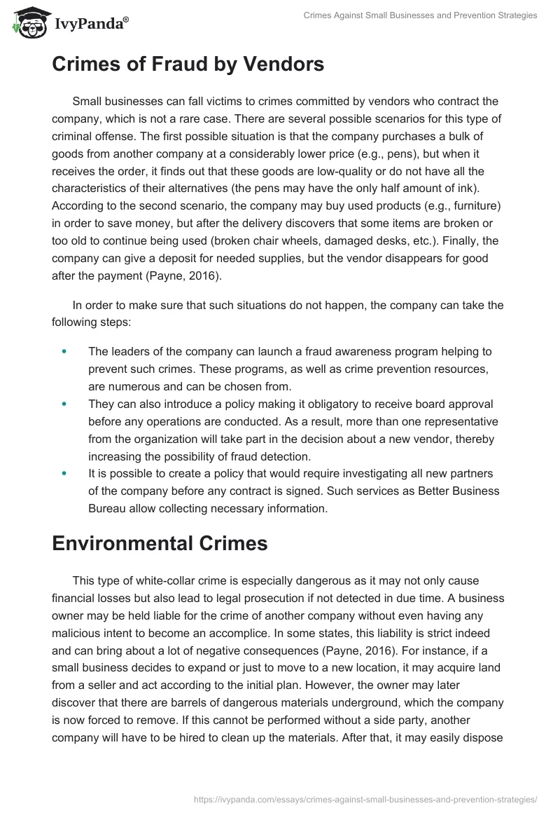 Crimes Against Small Businesses and Prevention Strategies. Page 2