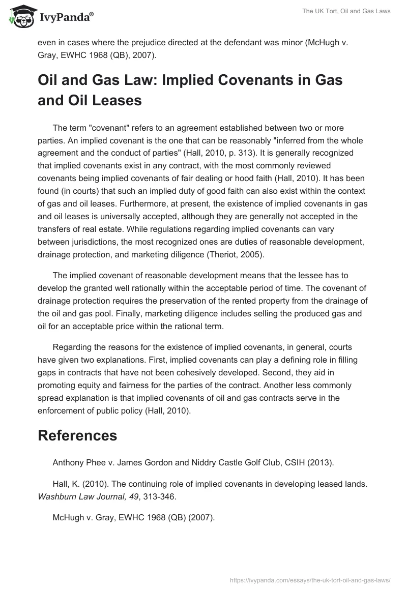 The UK Tort, Oil and Gas Laws. Page 2